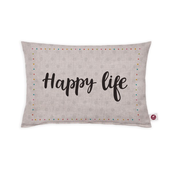 Motivkissen 30x20cm - Happy Life